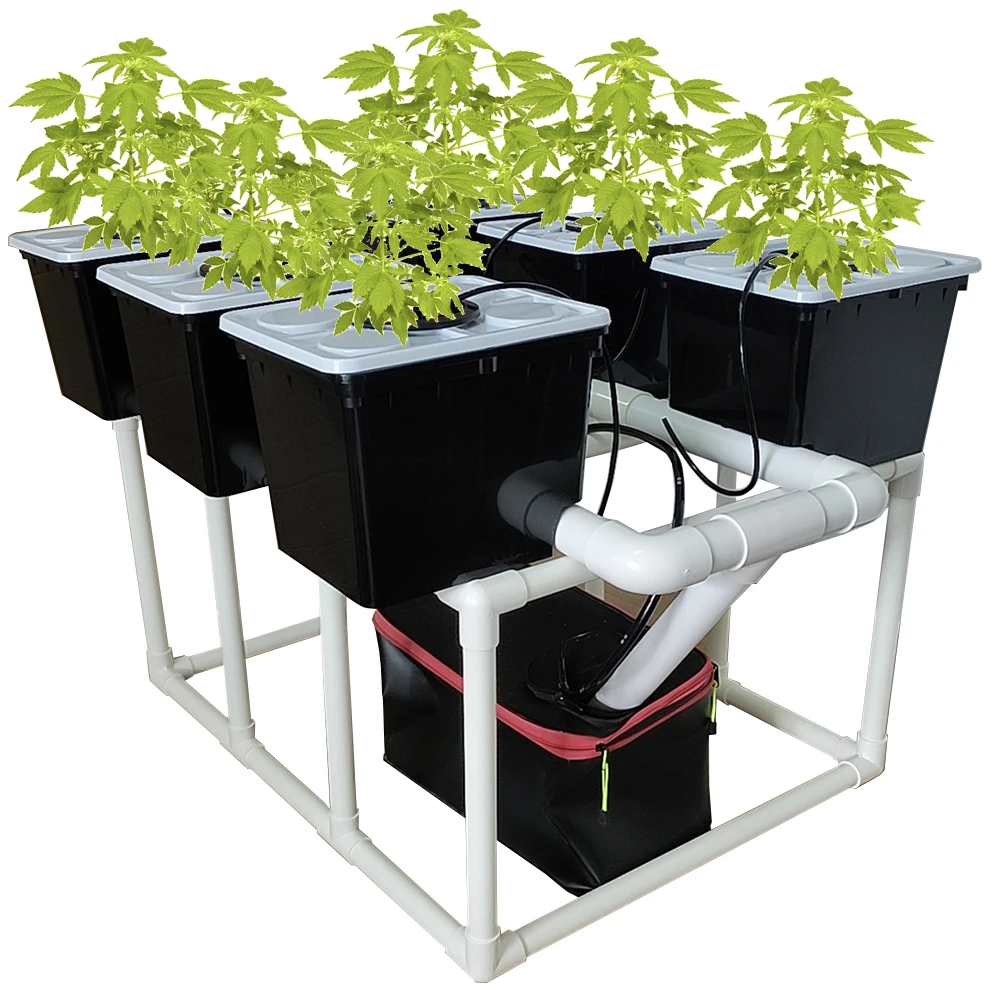 2025년형 완벽한 네덜란드 버킷 시스템 (6개의 화분 버킷 스탠드 포함) 토마토 및 딸기용 점적 관개 탱크 펌프