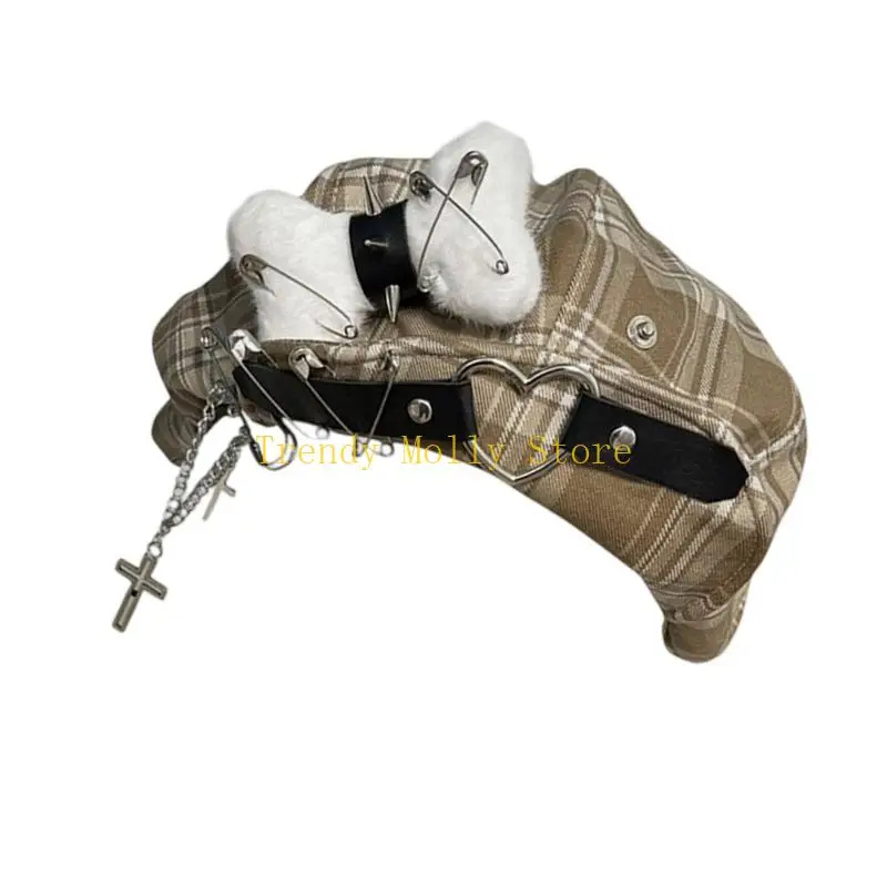 N5KB قبعة رسام القلب قبعة أجرة قبعة معدنية سلسلة الجد قبعة لخريف وشتاء