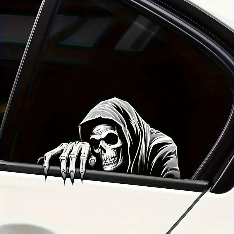 2PC Unique Grim Reaper Peeking Decal, Trendy for Cars, Laptops, Skateboards, Water Bottles, Phone Cases