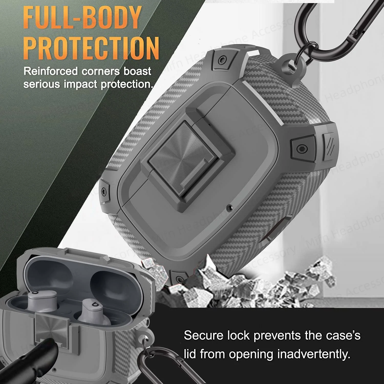 حافظة لهاتف Beats Studio Buds/Beats Studio Buds Plus مع حبل مضاد للفقدان ومضاد للسقوط غطاء سماعة أذن لـ Beats Studio Buds Fundas