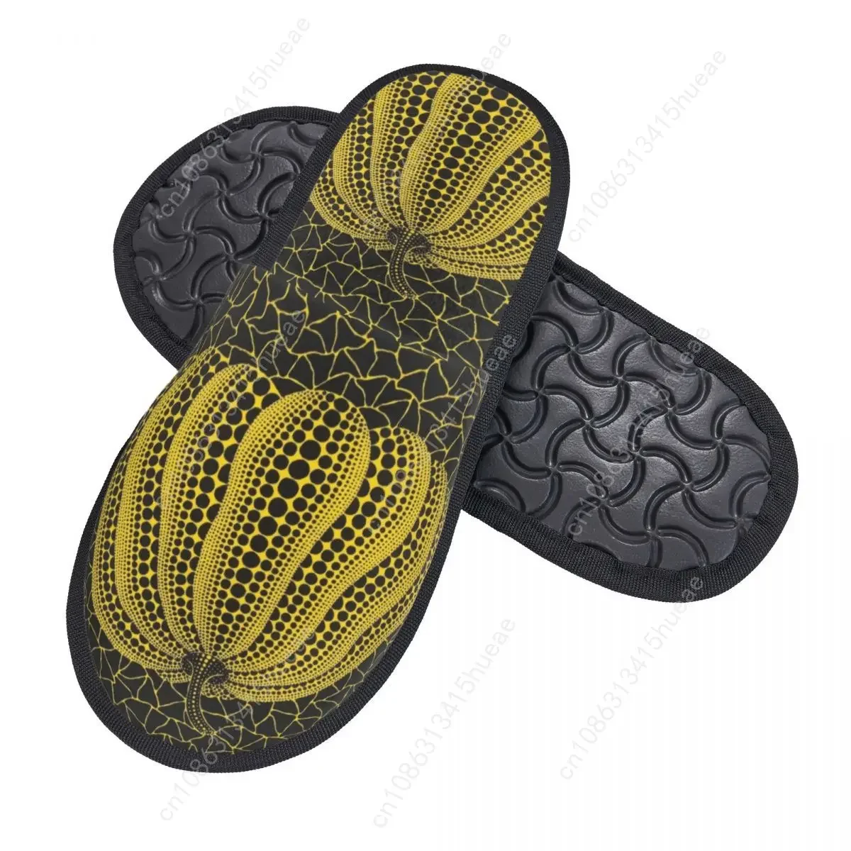 Yellow Yayoi Kusama Pumpkin Guest Slippers for Bathroom Women Custom Print Minimalis Modern House Slipper