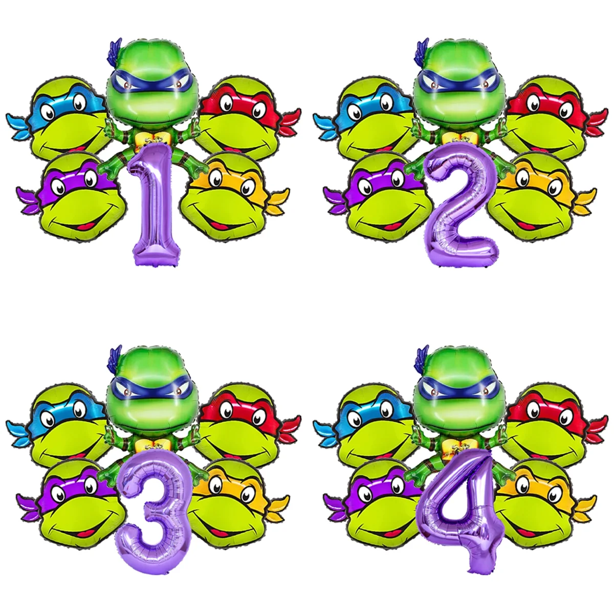 Ninja Turtles Mask Pattern Printed Latex & Foil Balloon Set Kids Cosplay Theme Birthday Party Photo Booth Layout Decoration