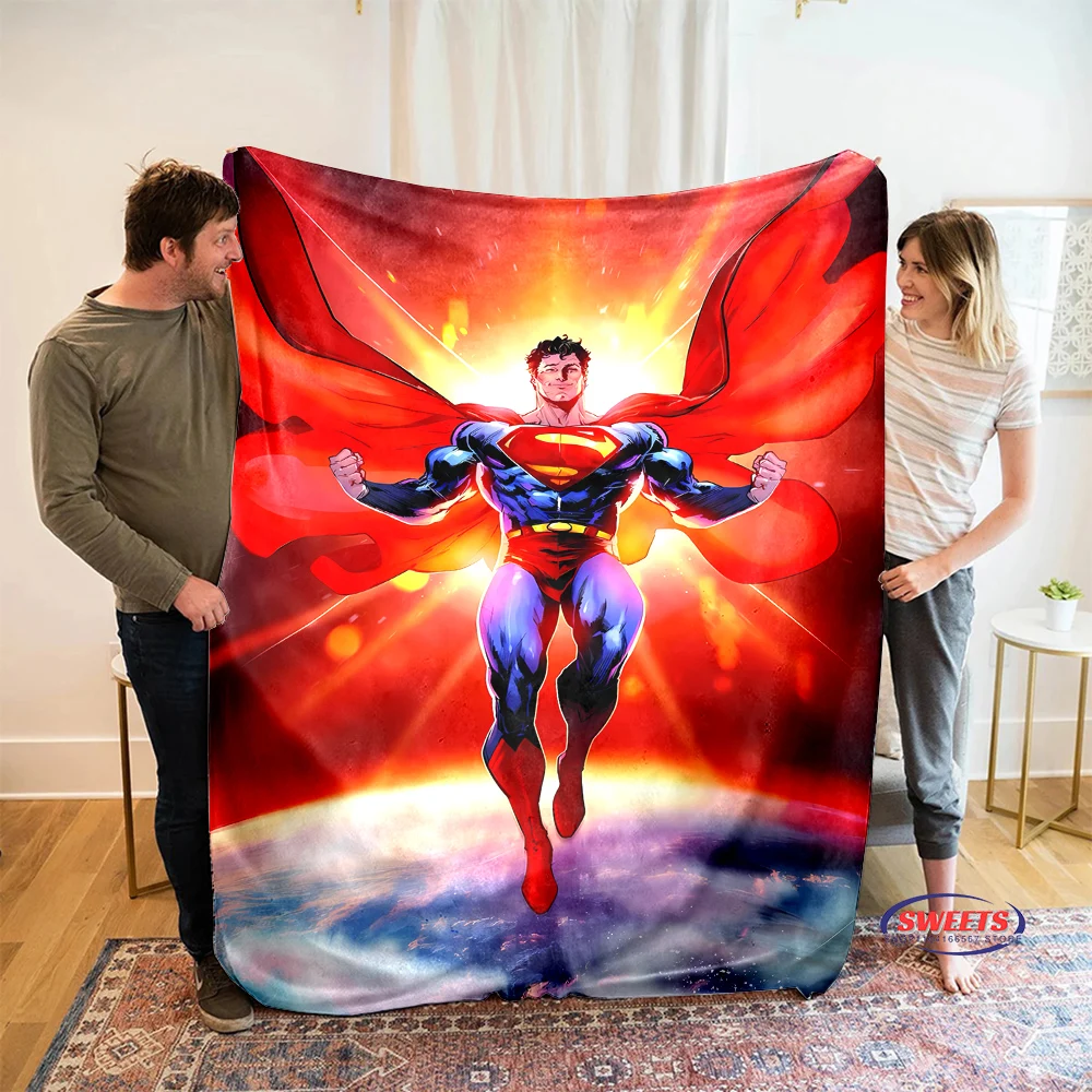 New Arrive！3D Unique Superman Flannel Art Blanket Throw Sofa Bed Cover Four Season Fluffy Quilt Blanket Outdoor Leisure Nap Gift