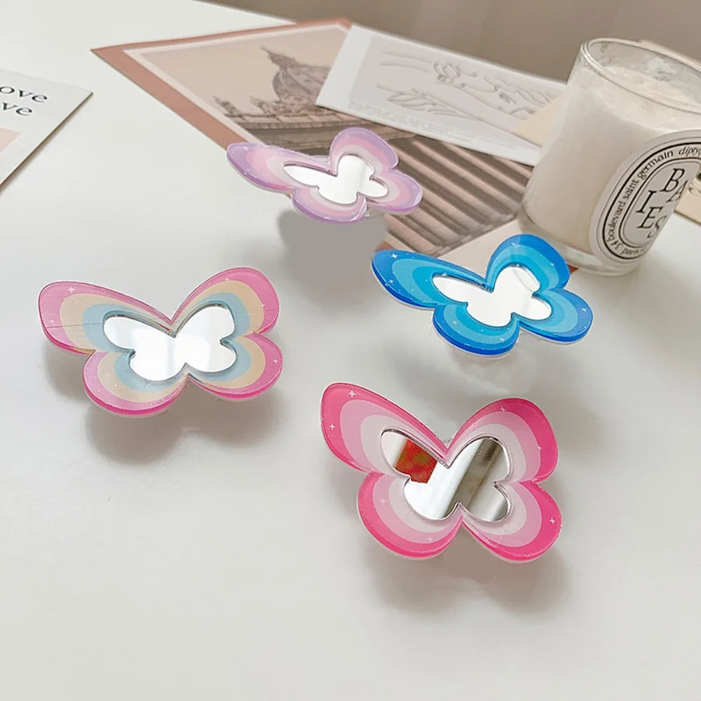 Cute Mobile Phone Bracket Finger Ring Multi Functional Butterfly Mirror Phone Grip Phone Holder