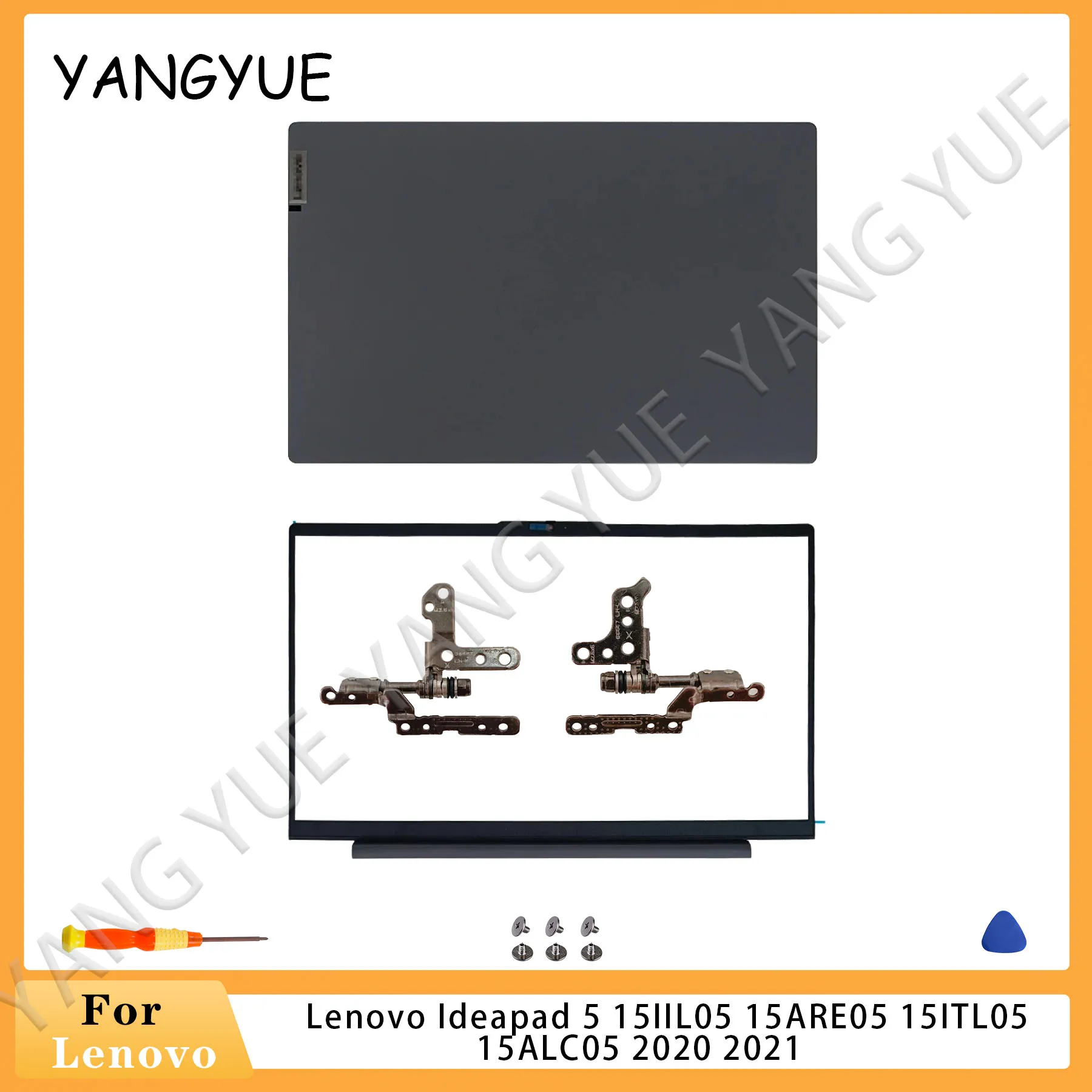 New For Lenovo Replace Ideapad 5 15IIL05 15ARE05 15ITL05 15ALC05 2020 2021 LCD Back Cover Front Bezel Hinges Rear Lid Top Case