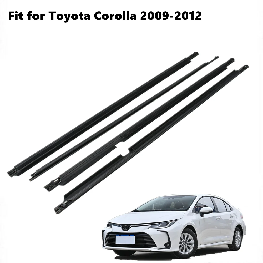HY Window Weatherstrip 4PC Sweep Molded Trim Outer Black for Corolla 2009 2010 2012