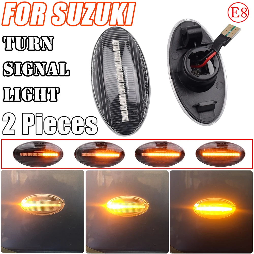 2pcs Dynamic LED Side Marker Turn Signal Lights Indicator Amber Repeater Car Lights For Suzuki Swift Jimmy Vitara SX4