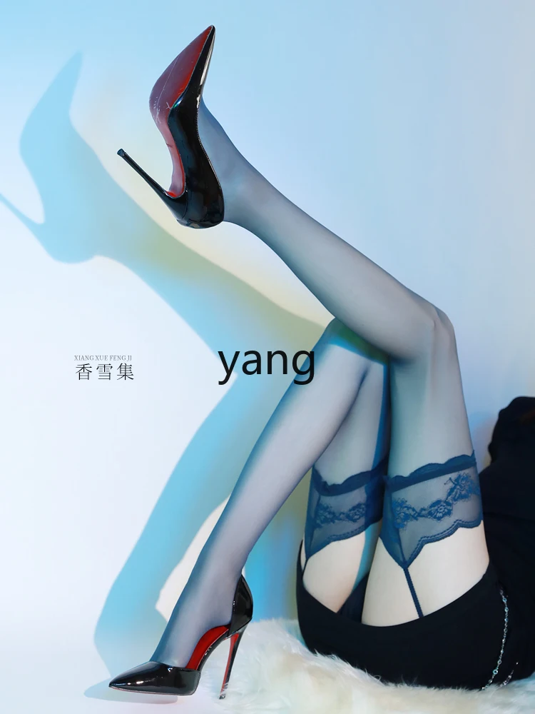LMM ultra-thin open crotch lace sexy free suspender integrated stockings