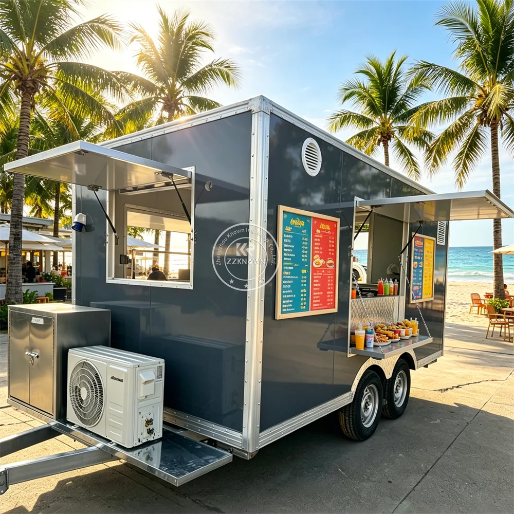 

Street Mobile Concession Food Trailer Coffee Cart Mobile Hot Dog Ice Cream Cart Custom Fast Food Truck With Full Kitchen