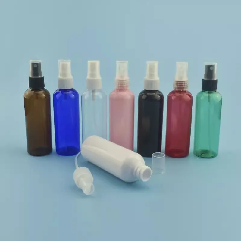 200 X 100ml Empty Round Clear Plastic Bottle PET Fine Mist Spray Bottles Refillable Portable Travel Liquid Perfume Cosmetic Jar