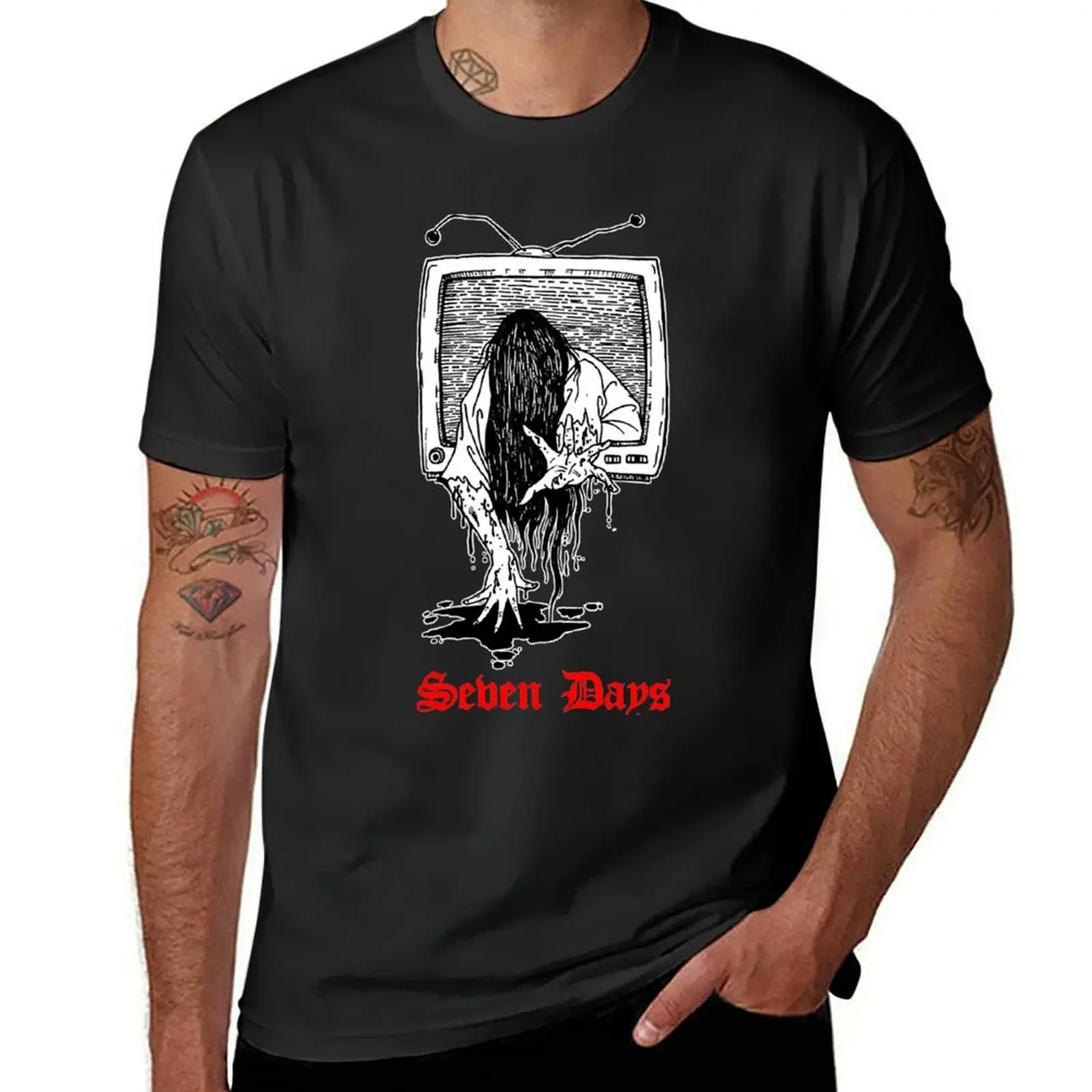 The Ring Horror Movie Samara Seven Days Halloween T-Shirt kawaii clothes oversized graphic tee cheap stuff designer t shirt men