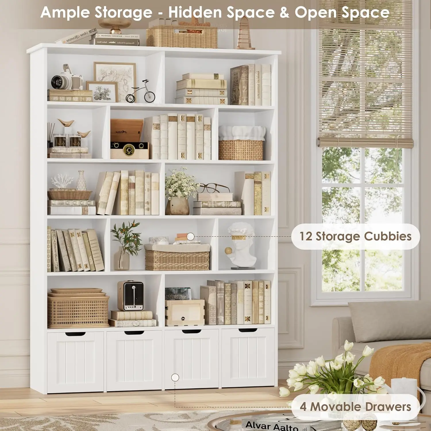 منظم تخزين الألعاب 69 ساعة، رف كتب للأطفال بطول 6 طبقات مع 4 أدراج متحركة و12 مكعب تخزين، جهاز لعبة بقوة 49.4 وات