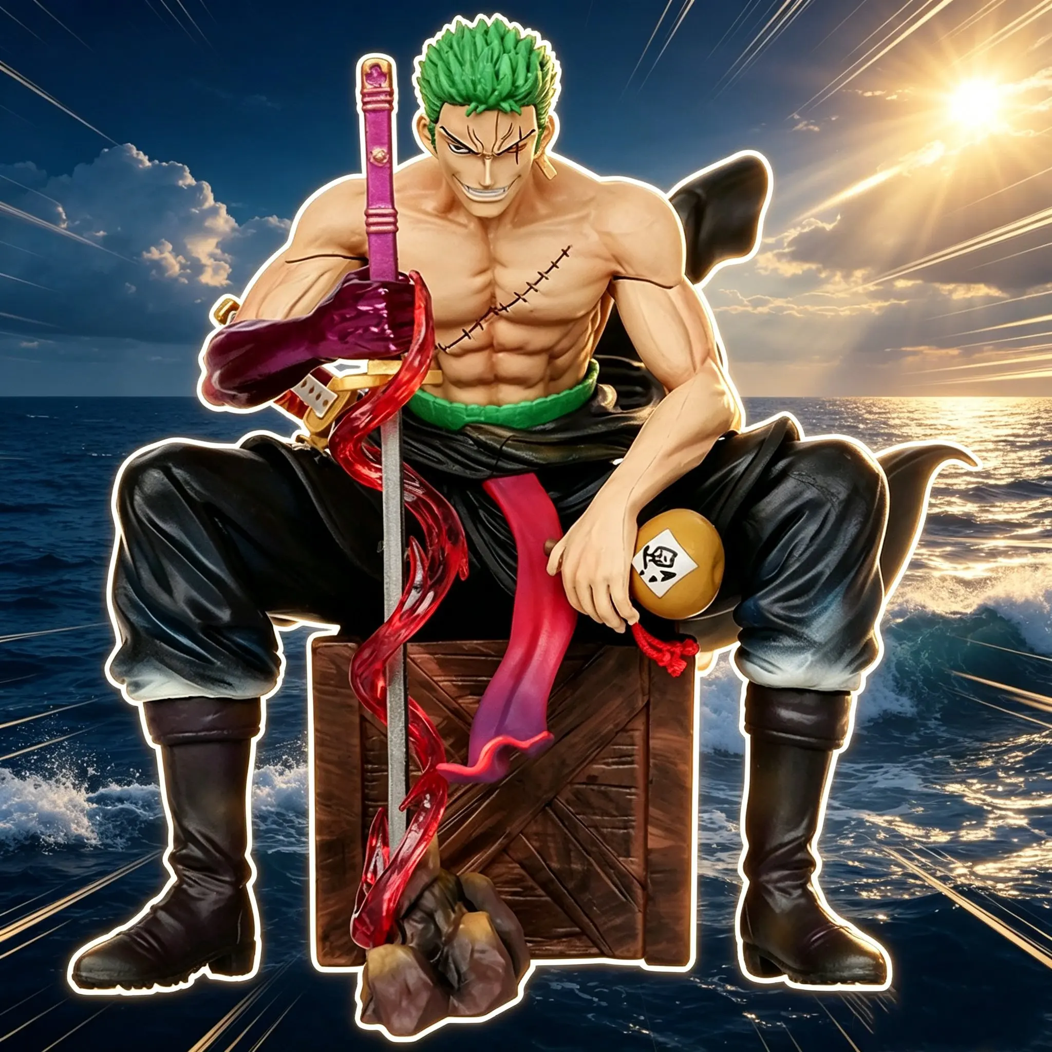 15cm One Piece Zoro Anime Figures Sit Roronoa Zoro Action Figurine 2 Heads Pvc Statue Room Collection Model Decoration Toys Gift