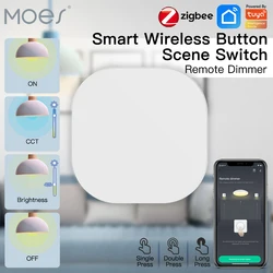 MOESHouse Tuya ZigBee Smart Key Wireless Switch with Remote Control, Multi-scene Linkage, Battery Powered Automation