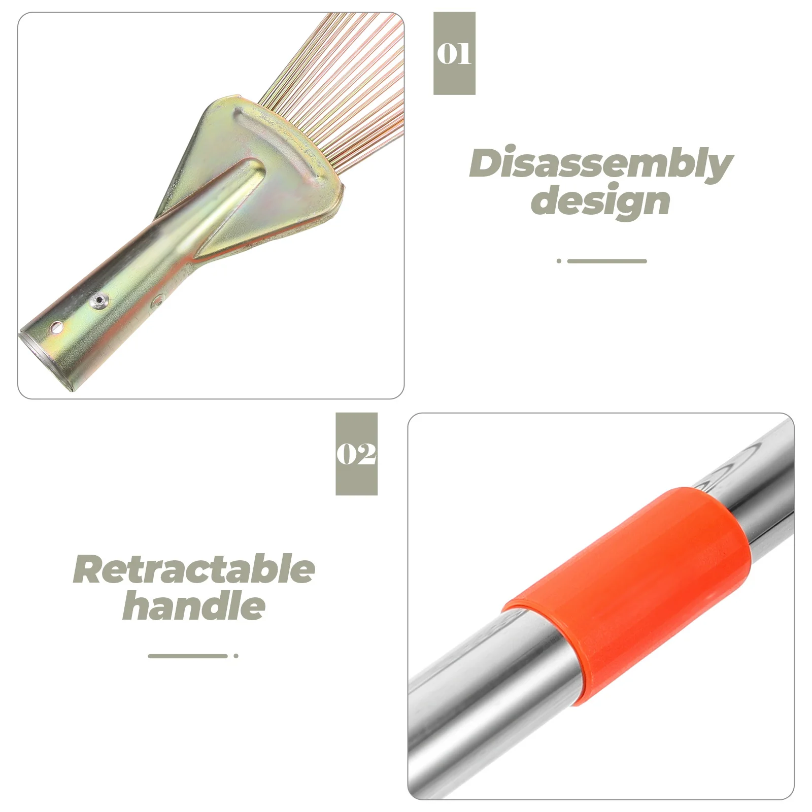 

Portable Retractable Stainless Steel Garden Rake Lightweight Leaf Rake for Digging Gardening Lawn Compost Camping Hiking