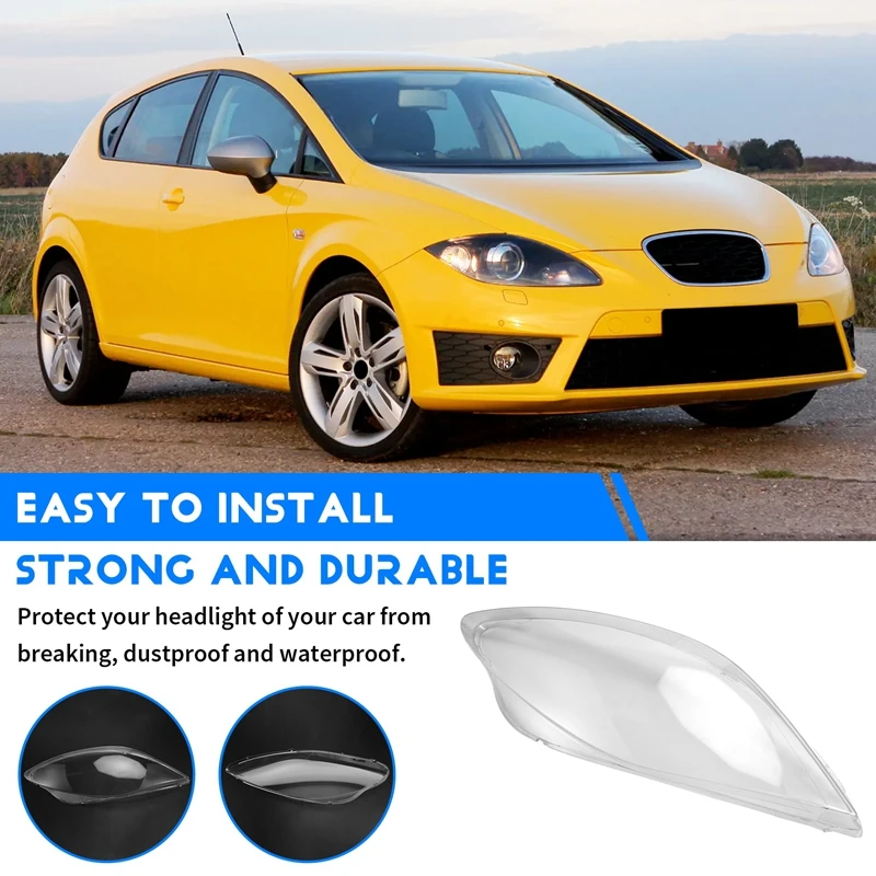 

For Seat Leon 2004-2012 Car Headlight Lens Shell Headlamp Cover Plexiglass Lamp Shade Transparent Lampshade Housing