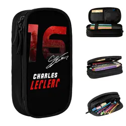 Charles Leclerc 16 Racing Car Pencil Case Pen Bags Student Large Storage School Supplies Cosmetic Pencilcases