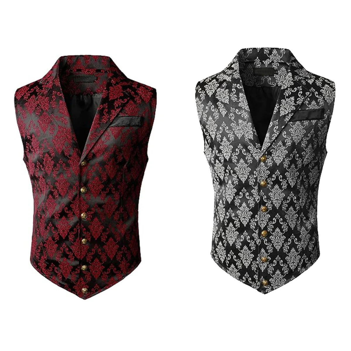 

Victorian Men's Court Style Fashion Single Breasted Suit Vests Turndown Collar British Retro Slim Fit Casual Vintage Waistcoat