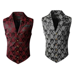 Victorian Men's Court Style Fashion Single Breasted Suit Vests Turndown Collar British Retro Slim Fit Casual Vintage Waistcoat