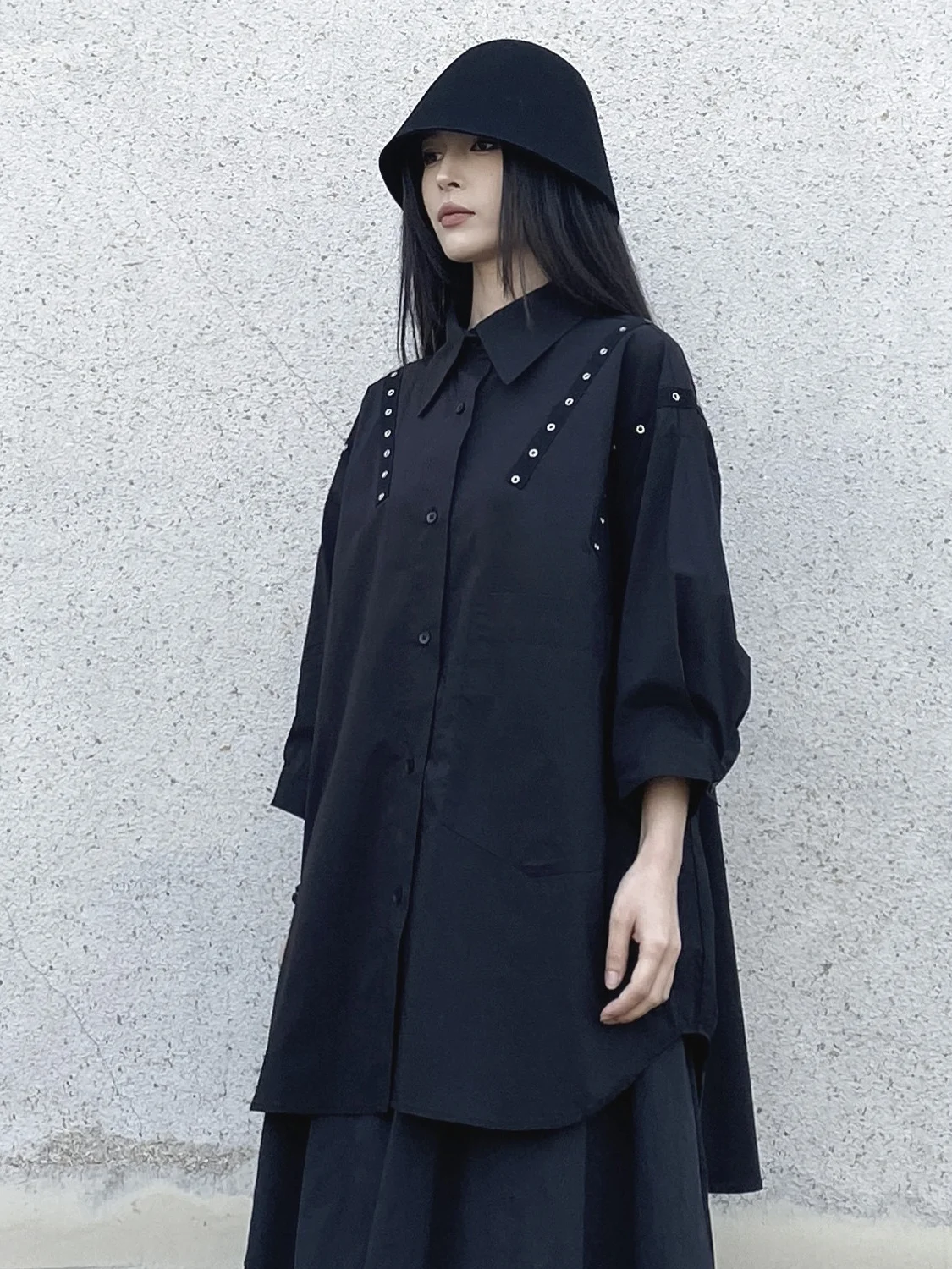 

Свободные женские длинные све, универсальный воротник средней длины, однотонный, на пуговицах, для поездок на работу, повседневная мода