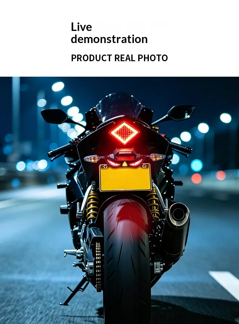 2026 Neuestes Motorrad Cool Demon Eye LED Kennzeichenbeleuchtung Wasserdichtes Ambientlicht Scheinwerfer Bremslicht Motorradbeleuchtung – Detail 11