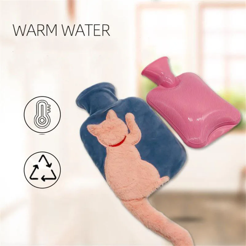 Cute Hand Warmer Portable Plush Girls Hand Warm Tail Cat Hot Water Bottle Mini Hot Water Bag Pocket Feet Warm Hot Water Bags