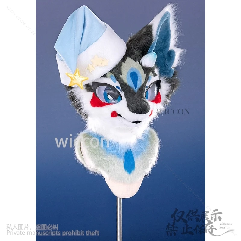 Kigurumi peludo Furrsuit dibujos animados divertido Animal Comic Con disfraz estrella gorro de noche Kawaii máscara de ojos pijamas lindo Cos Anime personalizado