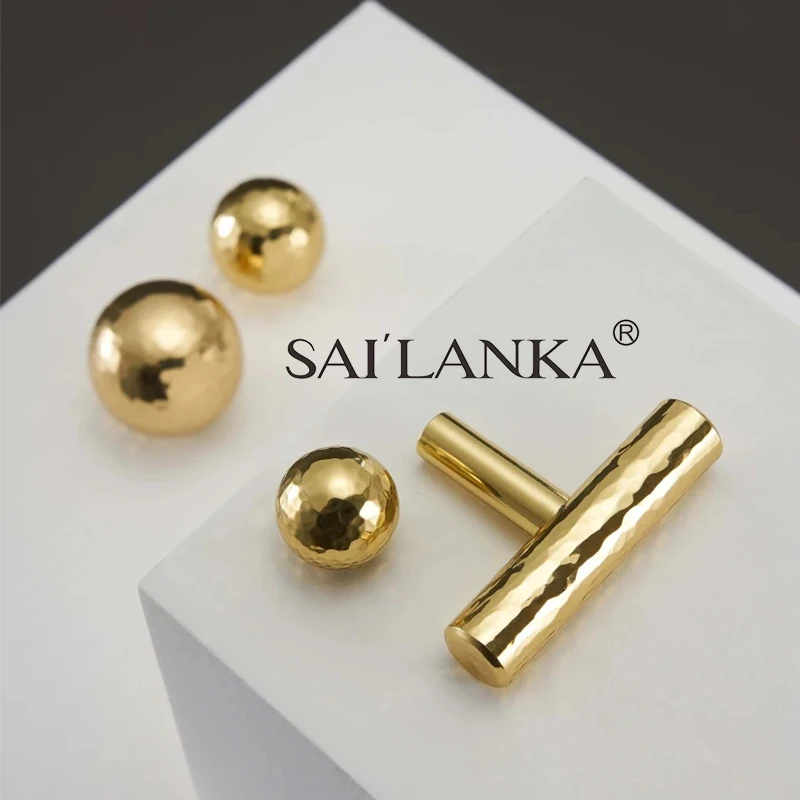 

SAILANKA Golden Brass Cupboard Handle Long Pulls Furniture Handle Brushed Kitchen Cabinet Door Knob Drawer Pulls Bar Handle