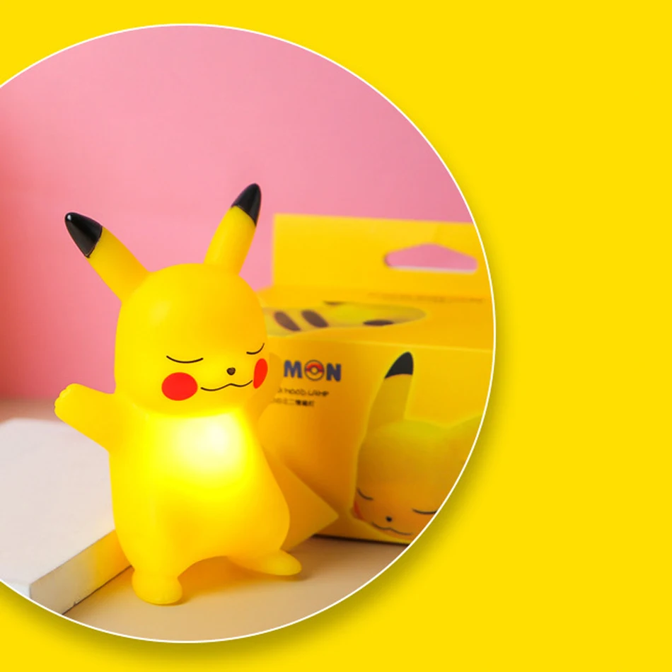 Pokemon Night Light Glowing Pikachu Gengar Charizard Psyduck Squirtle Cute Kawaii Soft Animal Bedside Lamp Children Kid Gifts