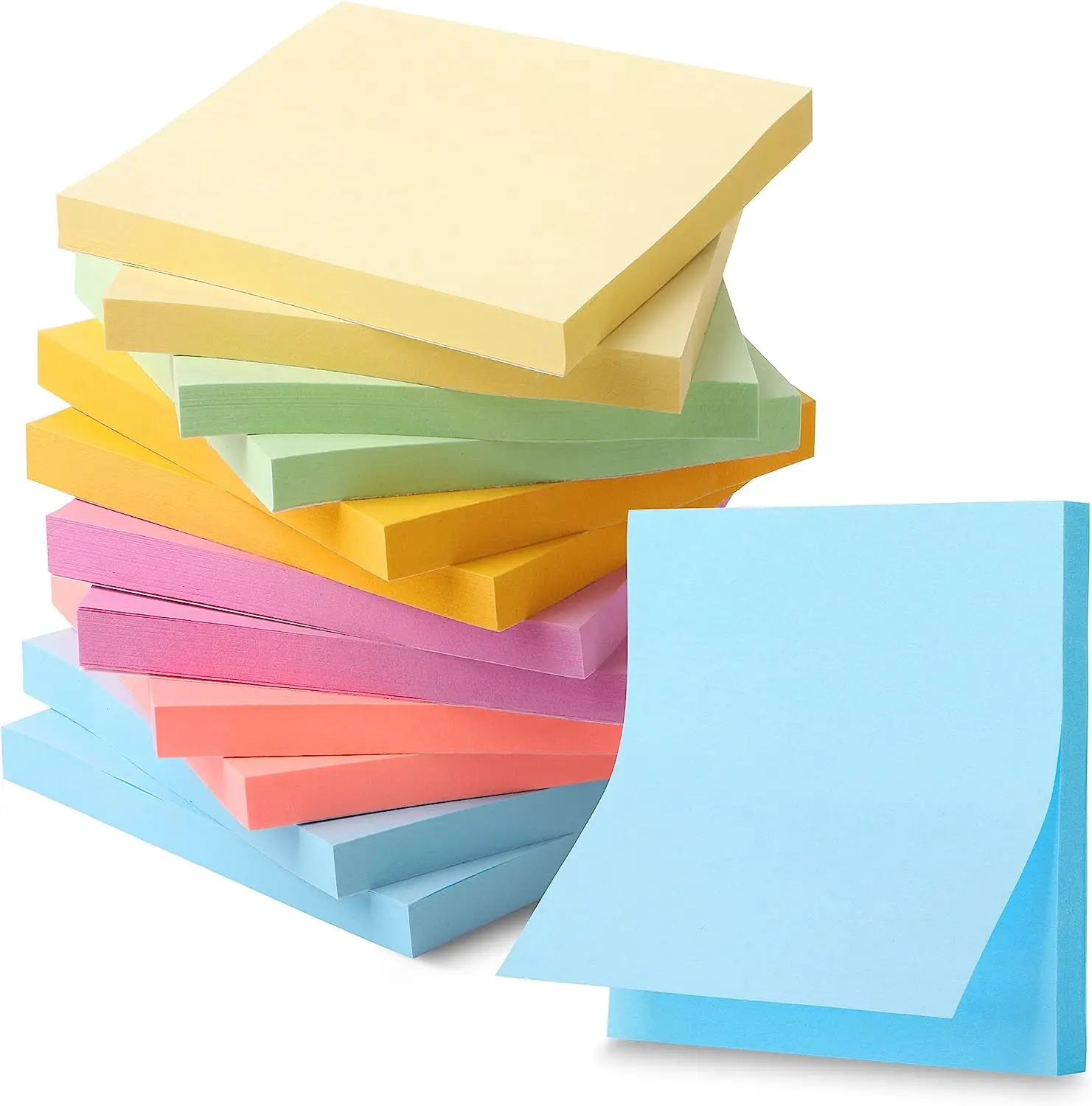 Sticky Notes, 3”x3”, 100 sheets/Pad, Pastel Sticky Notes, Self-Stick Note Pads, Sticky Pads Colorful Sticky Notes For Office