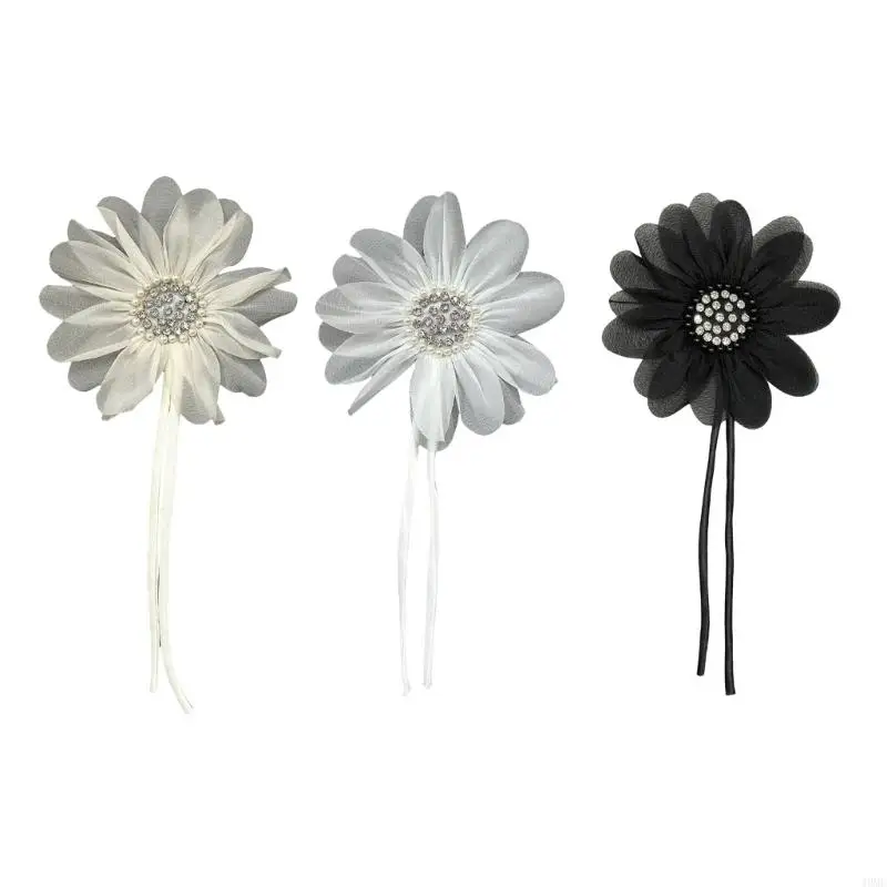 49MC Rhinestones Tulle Flower Appliques for Handmade Project Hat Scarf Bag Making Materials Flower Patches Sewing On Applique