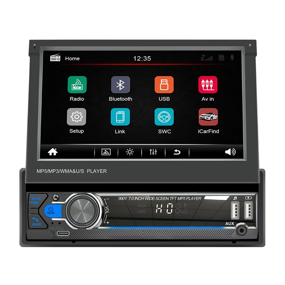 Manual Telescopic Screen 1 Din Car Multimedia Player Auto Audio Stereo FM Radio Bluetooth 1 DIN 7 Inch Autoradio Player