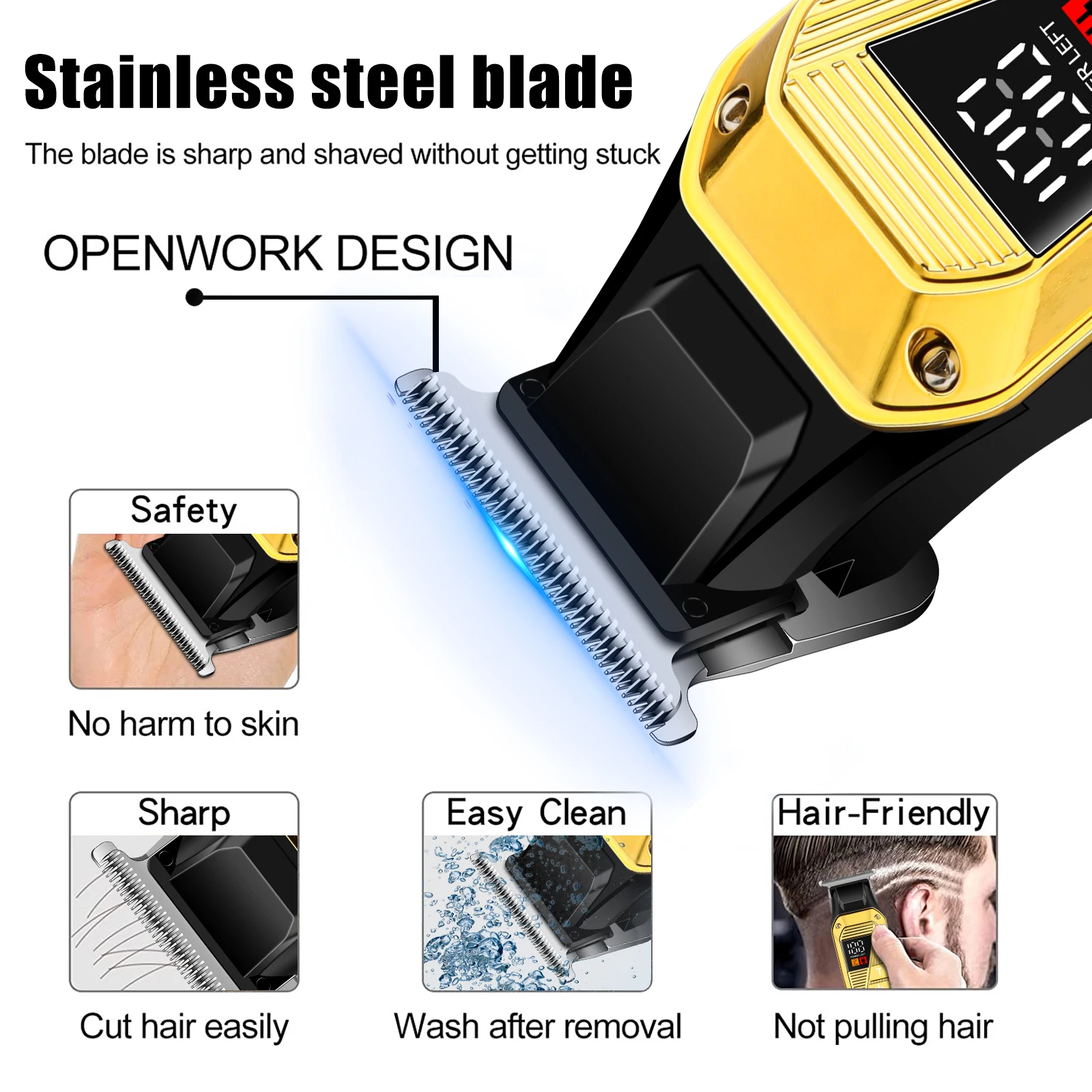 Hyena tondeuse à cheveux électrique coupe de cheveux Maching tondeuse sans fil hommes tondeuse professionnelle Machine Rechargeable coupe de cheveux barbier