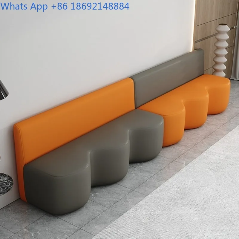 

Hair Salon Waiting Rest Area Small Sofa Long Wave Shape Sofa Chair Without Backrest Stool
