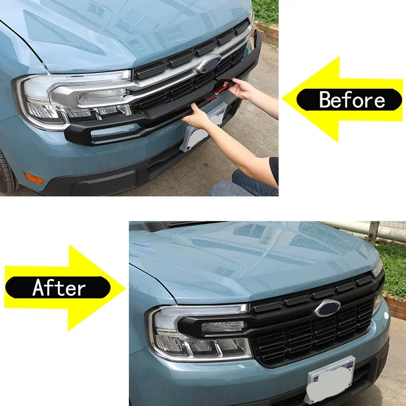 For Ford Maverick 2022-2024 ABS Car Front Bumper Mesh Center Grille Grill Molding Strips Cover Trim Exterior Accessories