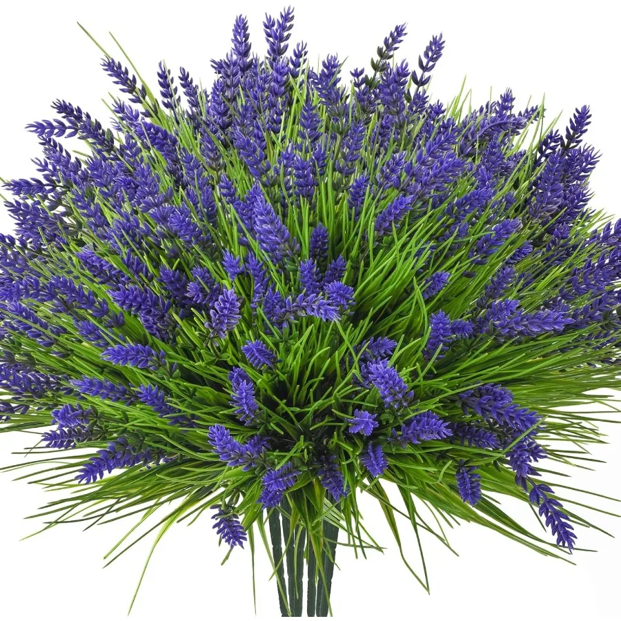 

20 Bundles Artificial Plants Outdoor UV Resistant Fake Flowers Realistic Faux Lavender Shrubs for Porch Garden Window Box Home