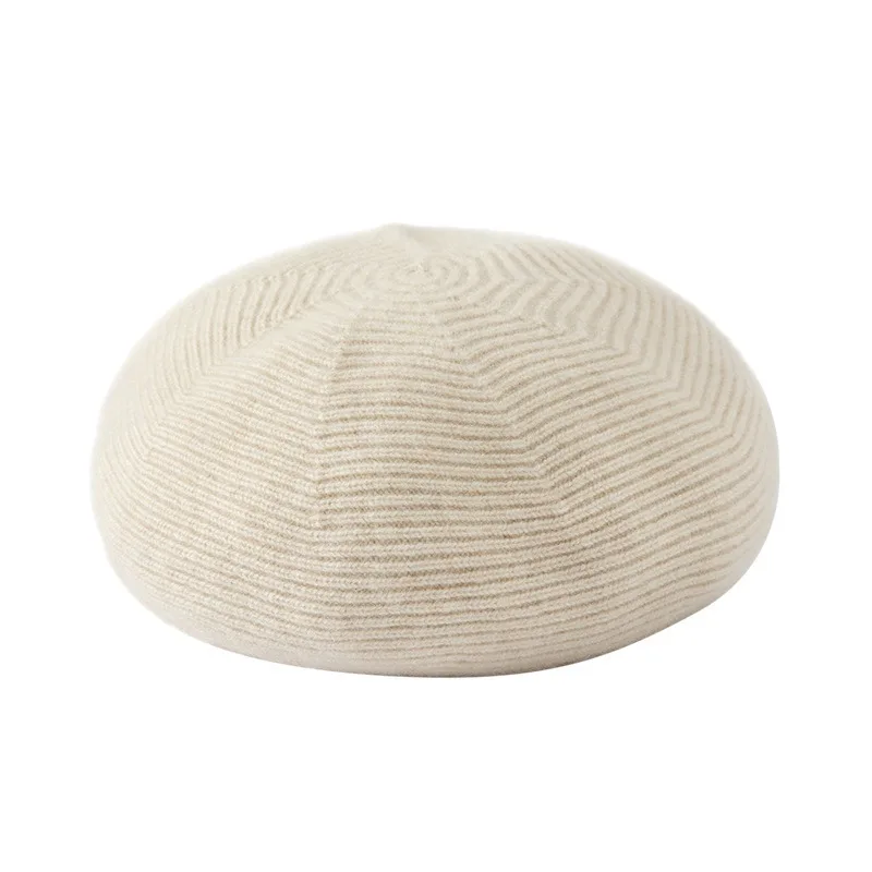 

Fashion casual warm French pure cashmere knitted beret, versatile thickened big head circumference cold hat