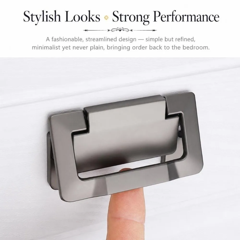 Zinc Alloy Concealed Cabinet Handle Free Punching Brushed Gold Flat Drawer Handle Durable Furniture Hardware Handle Cabinet Door