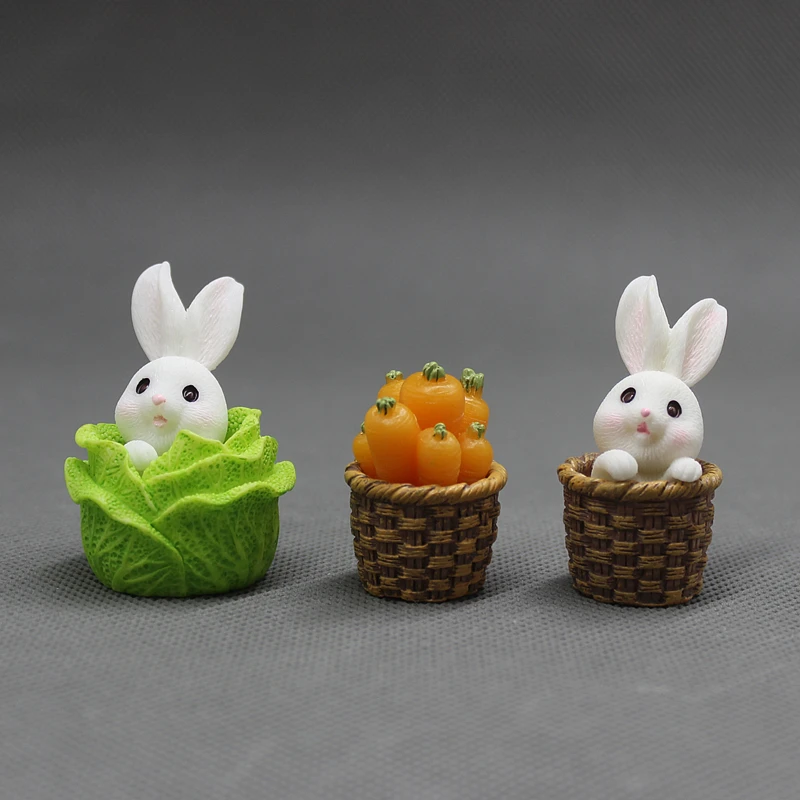 1 PC Easter Bunny Decoration Resin Plastic Craft Miniature Rabbit Model Home Decor Desktop Garden Decoration Easter Decoration