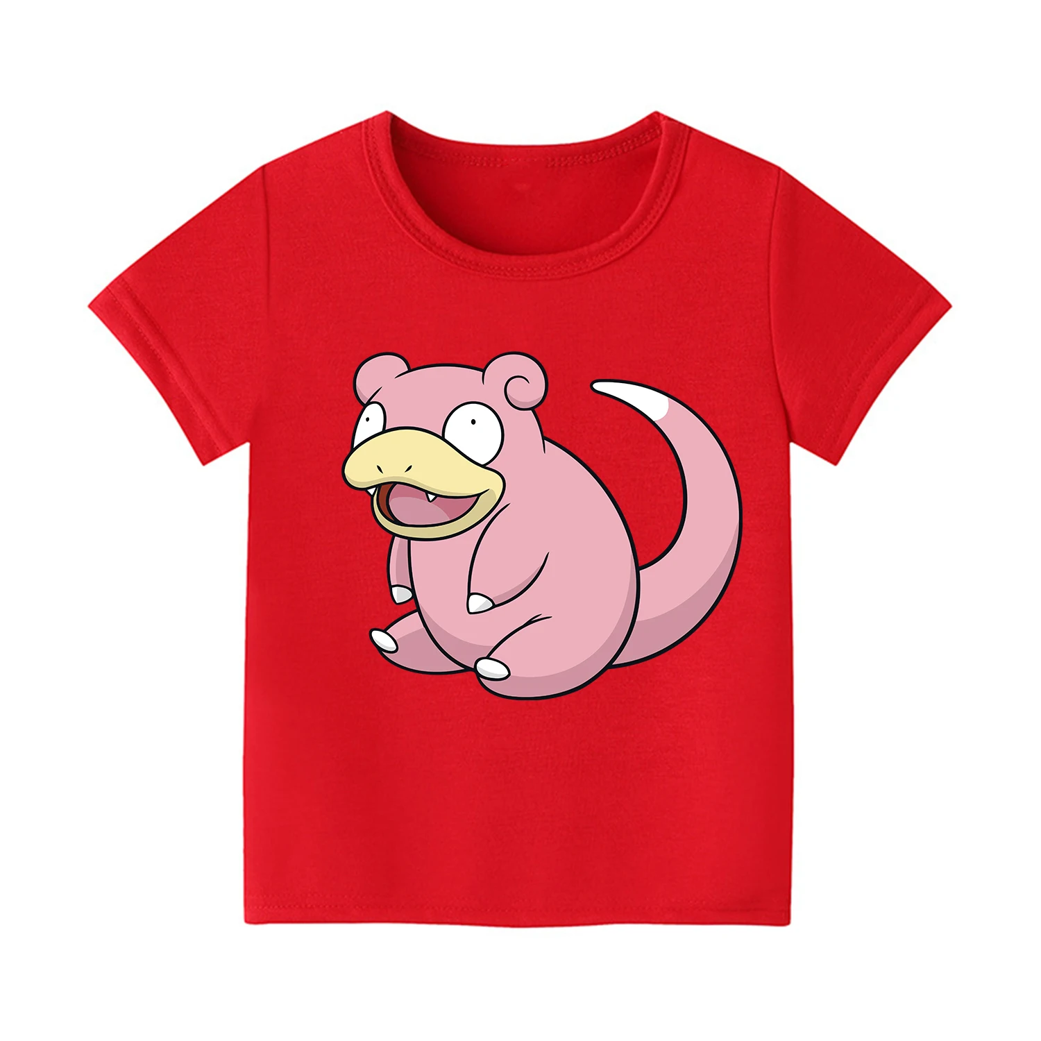 （Miniso) Pokemon Slowpoke Clothing Short-Sleeved T-Shirt Pure Cotton Brand Girl Clothes Casual Style Sport Trend Fashion Tops