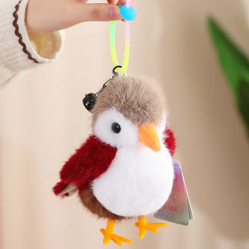 Llaveros de peluche de pájaros de dibujos animados para niñas, llaveros de peluche de imitación, bolsa de coche, mochila