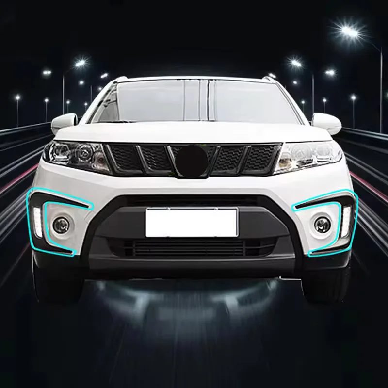 ل vitara 2016-2020 فوجليت غطاء إطاري المصباح الكسوة رئيس الجبهة شواء ABS لمعان أسود ملصق اكسسوارات السيارات