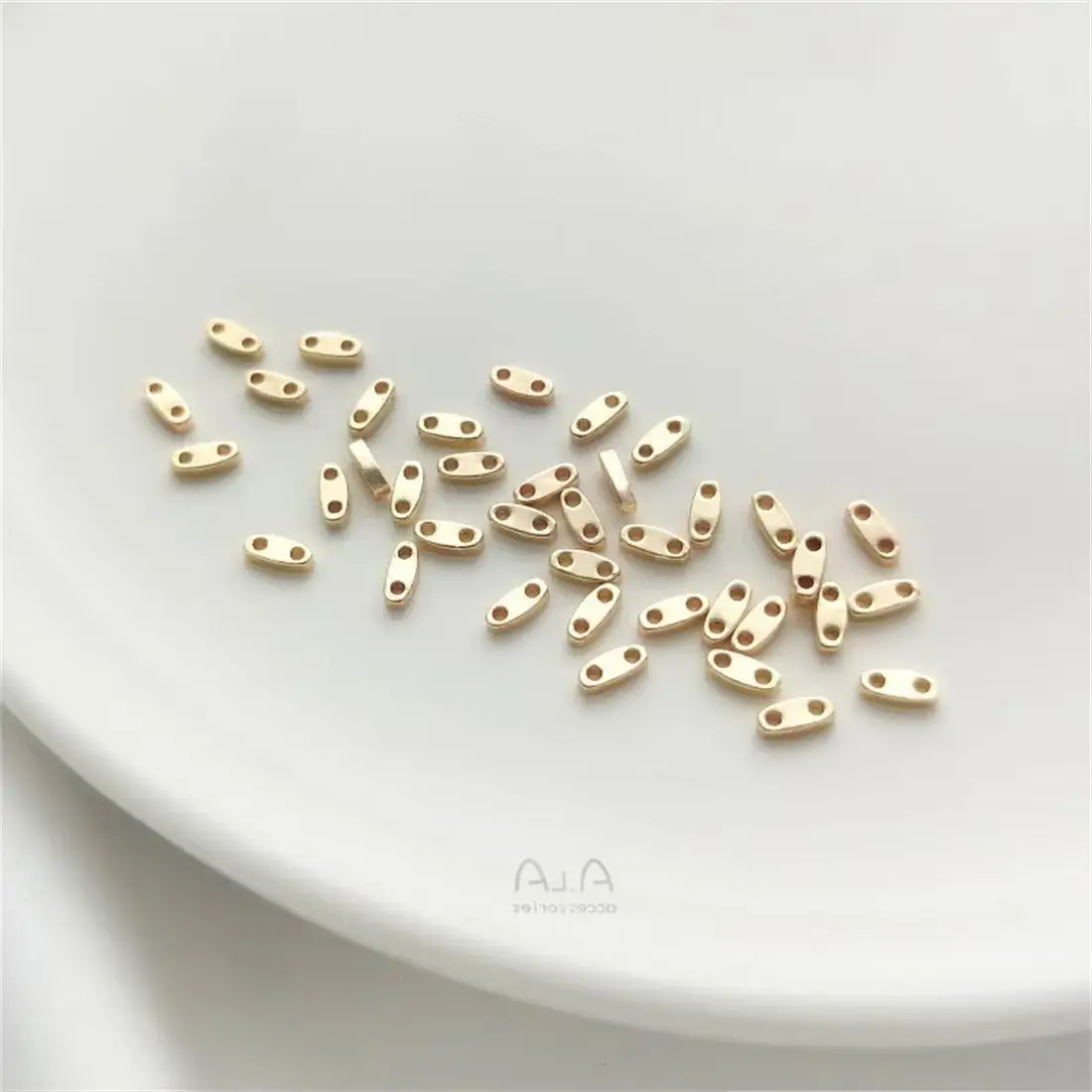 

14K Gold-coated Double-row Millet Bead Spacer Accessories Double-hole Spacer Diy Handmade Beaded Bracelet Jewelry Materials C279