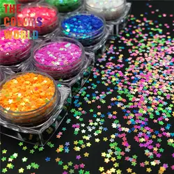 TCT-754  Iridescent Star Nails Glitter Colorful Star Confetti Glitter Nail Art Flake 3D Manicure Decals Nail Supply For Clothing