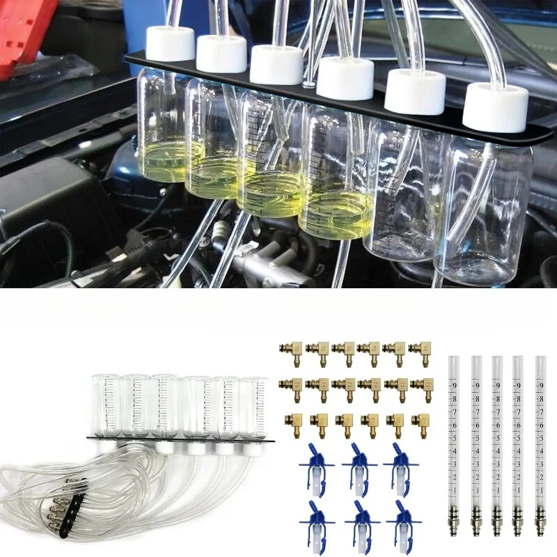 6-Zylinder-Diesel-Injektor-Durchflussmesser-Motor-Einspritzleisten-Testkit mit 24 Adaptern – Detail 3