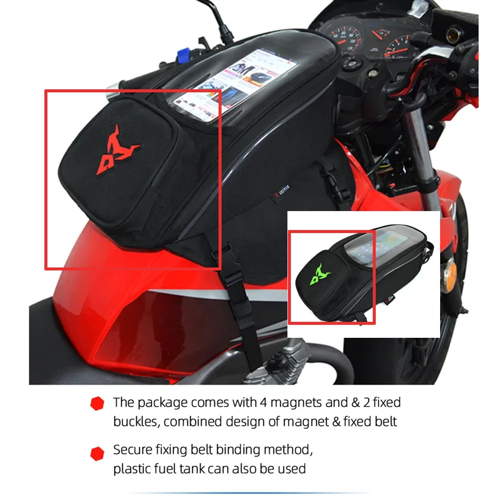 

Universal Motorcycle Magnetic Tank Bag Fuel Tank Sling Bag Backpack Handbag Touch Screen Phone Pouch Motorbike Green