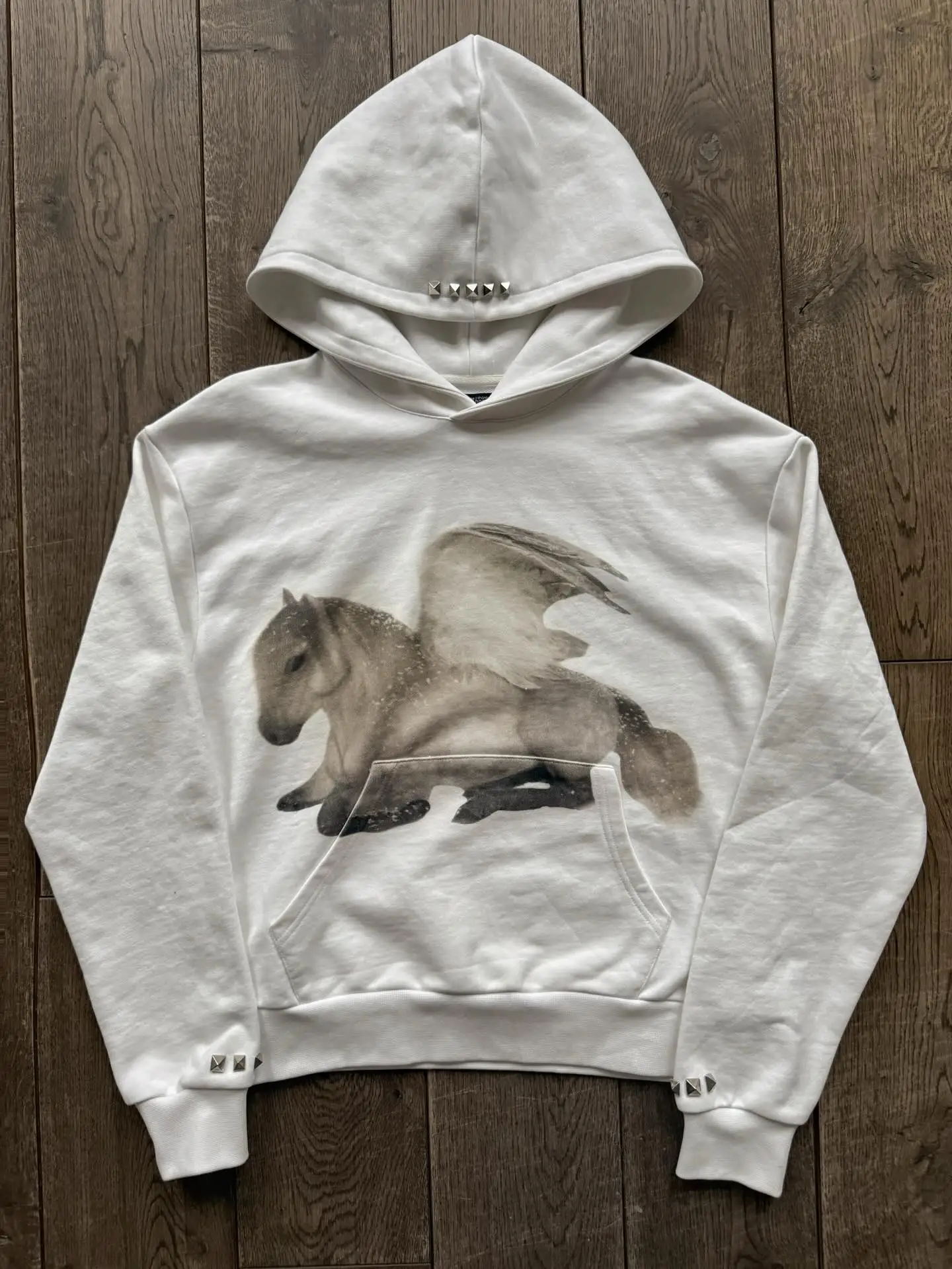 

Y2K Flying Horse Hoodie Pure White Fabric Sweatshirt Men Women Fashion Art Simple Streetwear Unisex Oversized Clothing