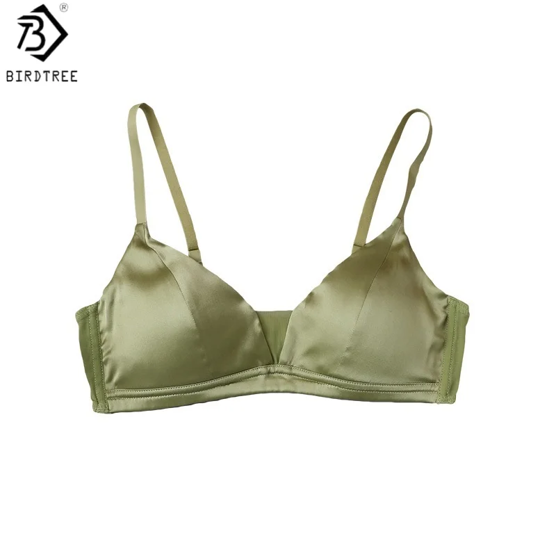 

Бюстгальтер Birdtree, 93% натуральный шелк, 7% спандекс, женский атласный бралетт, дышащее нижнее белье во французском стиле, новинка 2026 года A61037JF