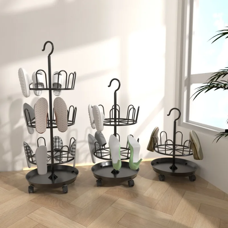 

Сушилка для обуви со сливной пластиной Сушилка для обуви От пола до потолка Вращающаяся вешалка для тапочек Полка для хранения на балконе