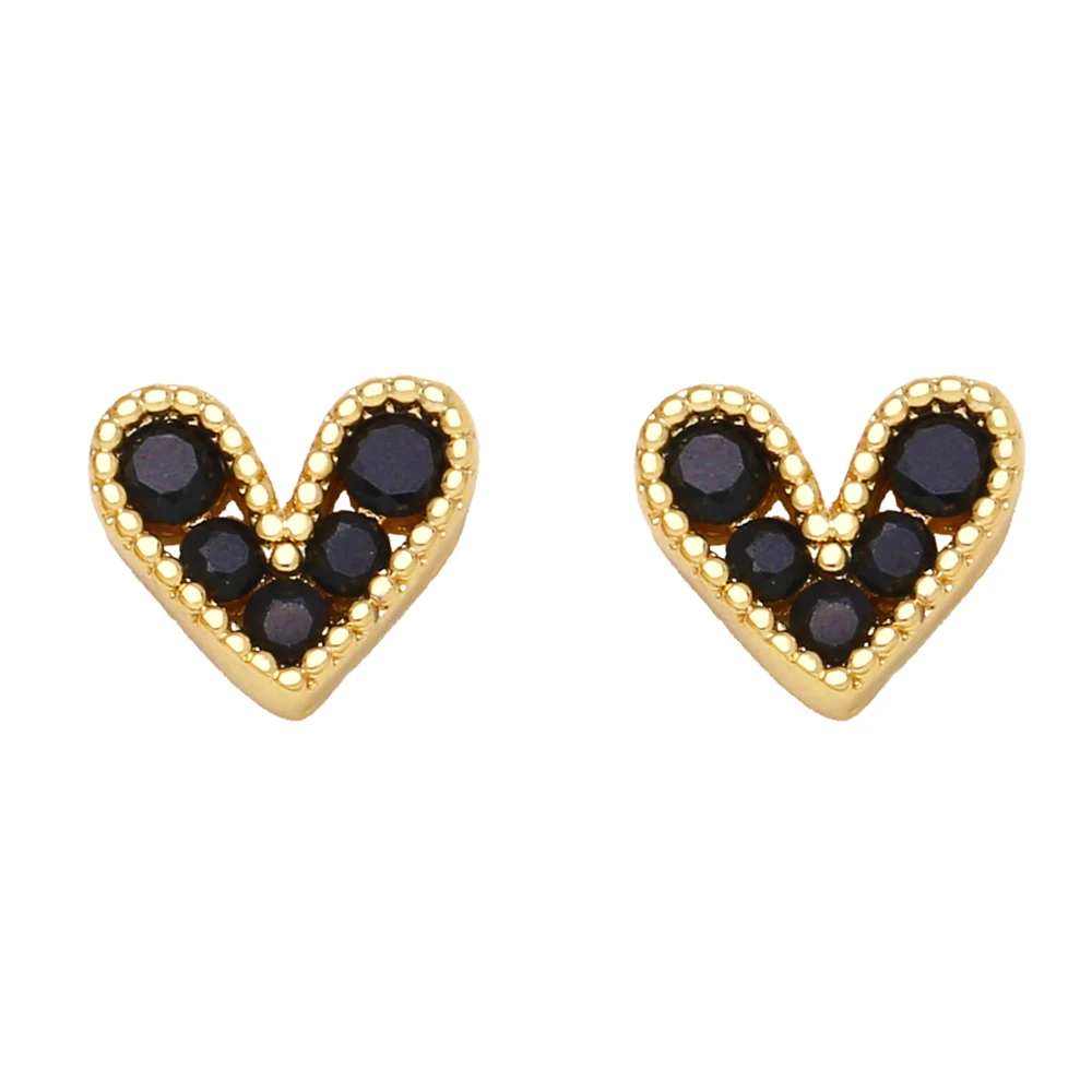 Small Fuchsia Heart Stud Earrings for Women Girls Valentines Day Crystal Ear Studs Gold Plated Jewelry pendientes mujer ersy89